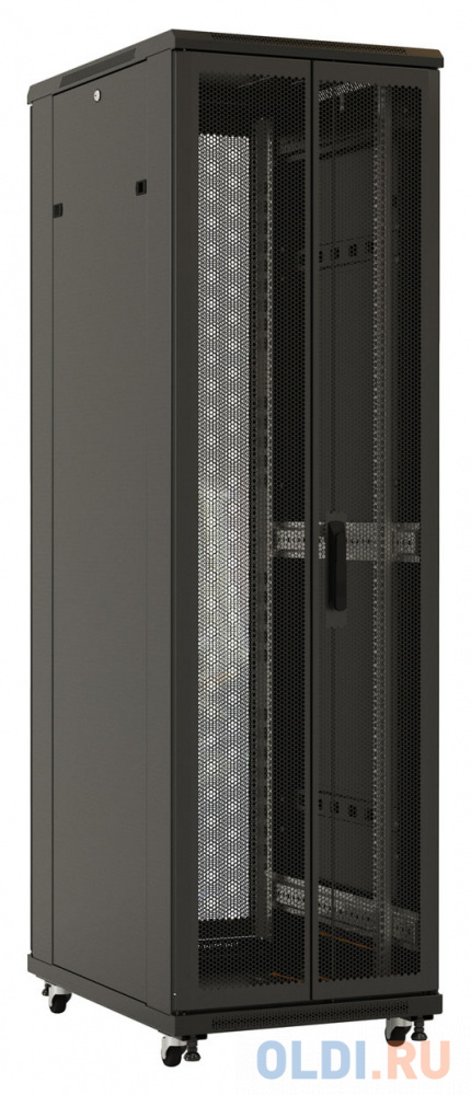 Hyperline TTB-2261-DD-RAL9004 Шкаф напольный 19-дюймовый, 22U, 1166x 600х1000 мм (ВхШхГ), передняя и задняя распашные перфорированные двери (75%), руч фото
