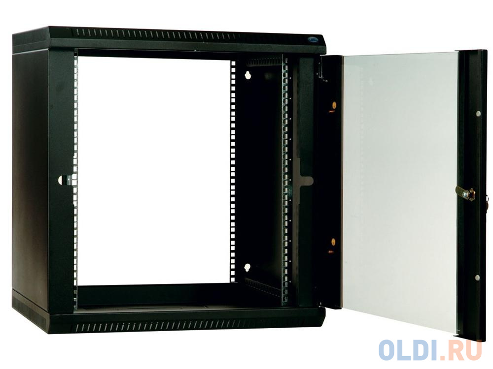 Шкаф настенный разборный 12U ЦМО ШРН-Э-12.350-9005 600х350mm дверь стекло черный фото