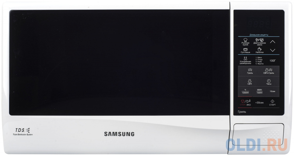 

Микроволновая печь Samsung GE83KRW-2, гриль, 800Вт, 23л, эл. управление, защита от детей, белый [GE83KRW-2/BW]