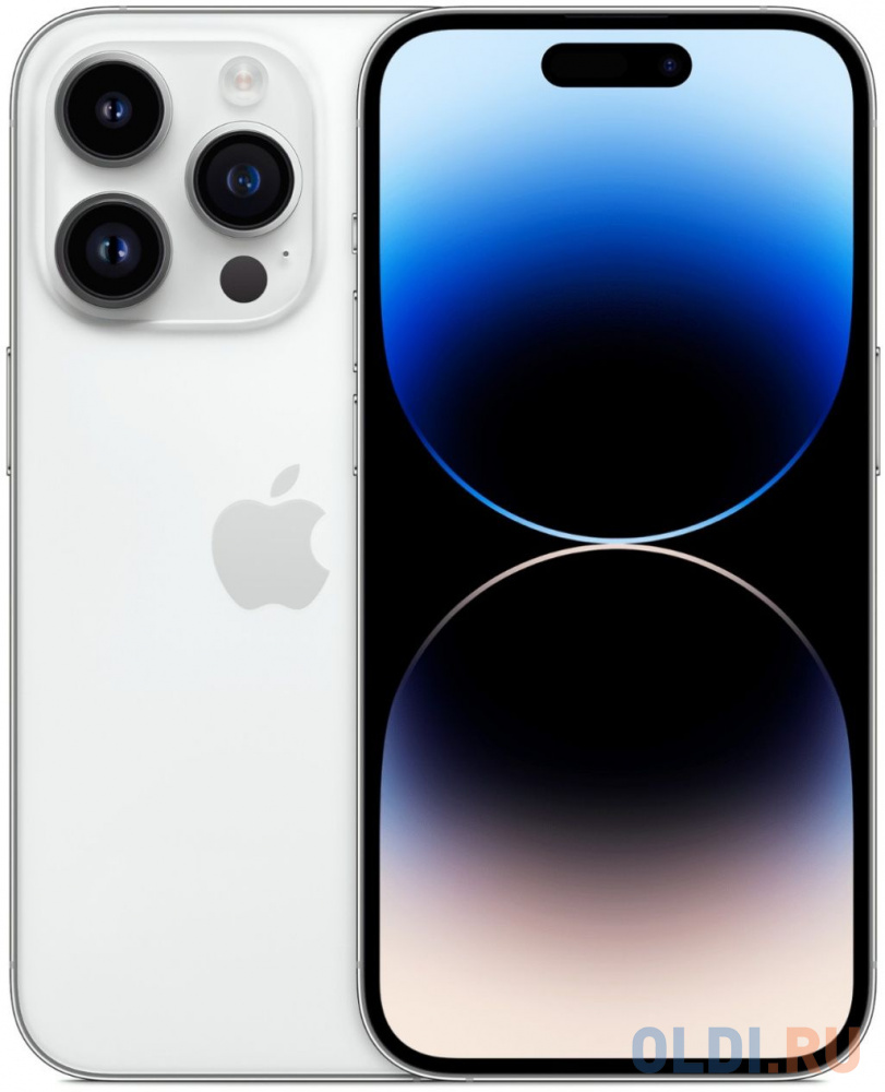 

Смартфон Apple A2892 iPhone 14 Pro 256Gb 6Gb серебристый моноблок 3G 4G 2Sim 6.1" 1179x2556 iOS 16 48Mpix 802.11 a/b/g/n/ac/ax NFC GPS GSM900/180