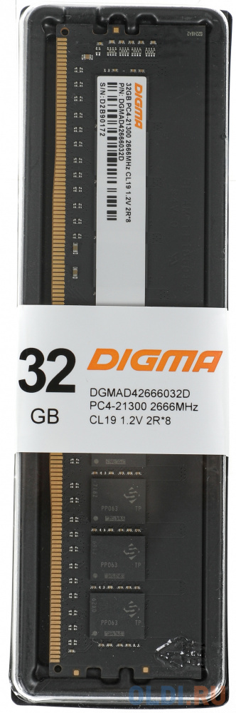 Память DDR4 32Gb 2666MHz Digma DGMAD42666032D RTL PC4-21300 CL19 DIMM 288-pin 1.2В dual rank фото