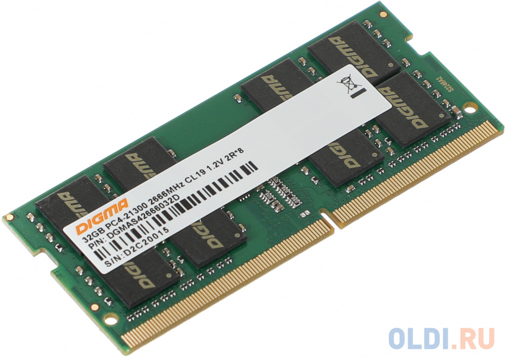 Память DDR4 32Gb 2666MHz Digma DGMAS42666032D RTL PC4-21300 CL19 SO-DIMM 260-pin 1.2В dual rank память ddr4 8gb 3200mhz kimtigo kmku8g8683200wr rtl pc4 21300 cl19 dimm 288 pin 1 2в single rank