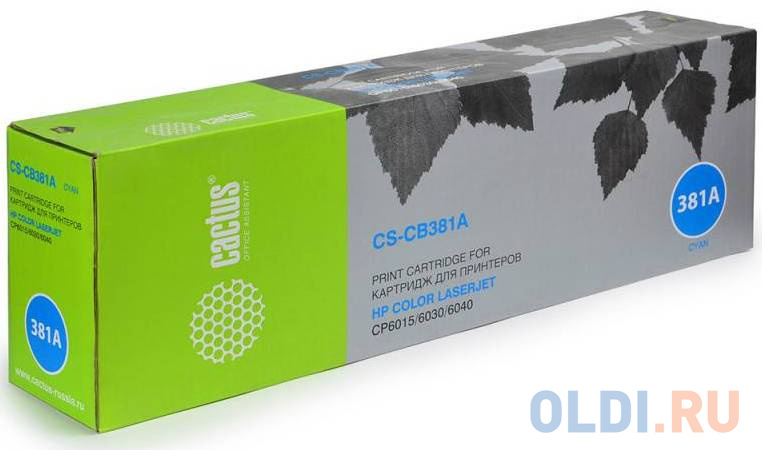 

Тонер Картридж Cactus CS-CB381AR голубой для HP CLJ CM6030/CM6040/CP6015 (21000стр.)
