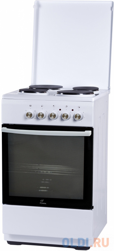 

Плита Электрическая Flama L FE 14010 W белый эмаль (металлическая крышка)