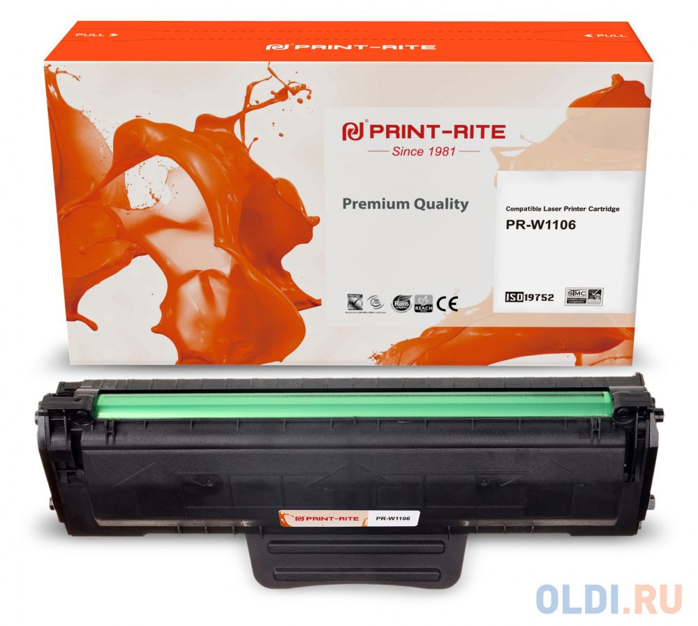 Картридж лазерный Print-Rite TFHB9GBPU1J PR-W1106 W1106A черный (1000стр.) для HP Laser 107a/107r/107w/135a MFP/135r MFP/135w MFP/137fnw MFP картридж print rite pr ce740a 7000стр