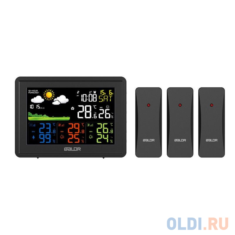 BALDR B0359WST4H4PR-BLACK Беспроводная Метеостанция с тремя внешними датчиками, черный