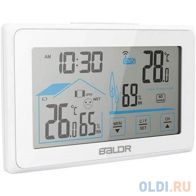 BALDR B0340ST2H2-WHITE Беспроводная Метеостанция с индикатором открытия/закрытия окна, белый