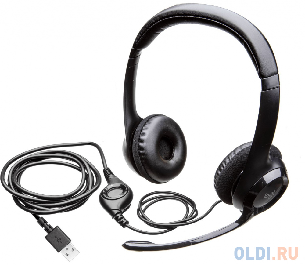 Наушники с микрофоном Logitech H390 черный 1.9м накладные USB оголовье (981-000014) фото