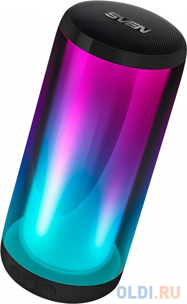 Мобильные колонки SVEN PS-260 1.0 чёрные (10W, mini Jack, USB, Bluetooth, micro SD, подсветка, USB Type-C, 2000 мA) фото