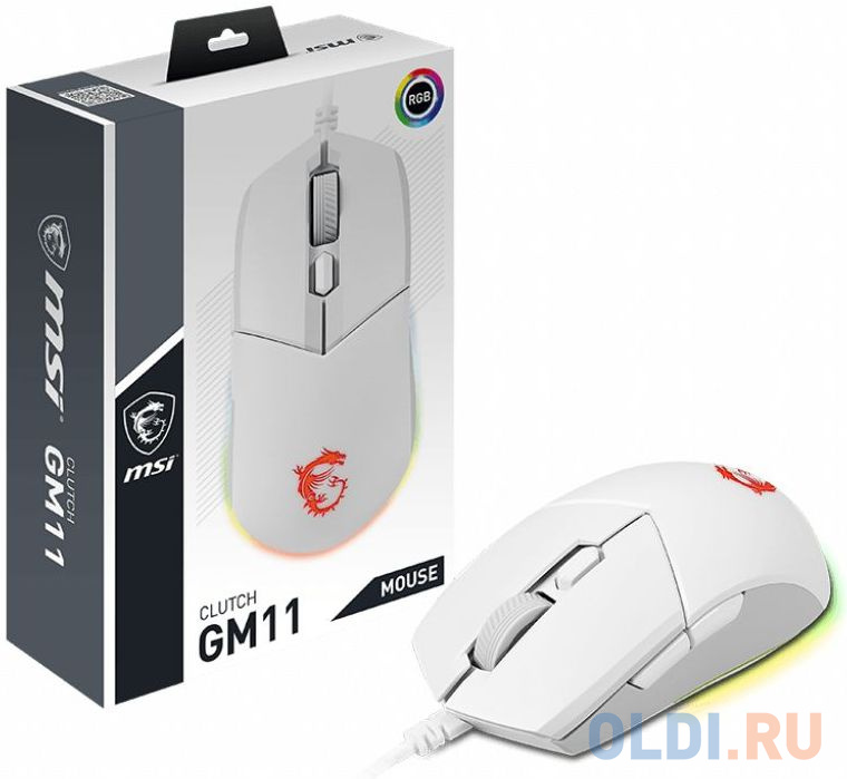 Мышь MSI Clutch GM11 белый оптическая (5000dpi) USB (5but) фото