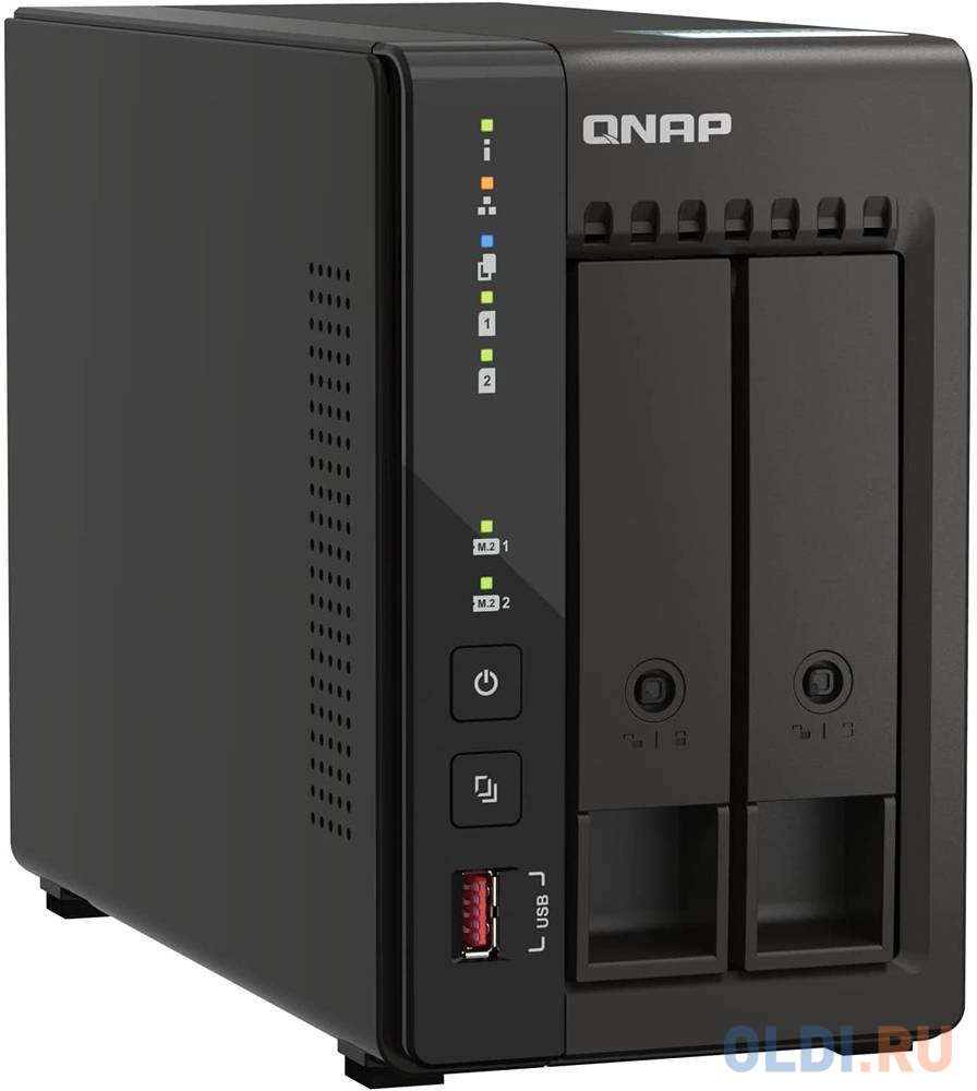 SMB QNAP TS-253E-8G NAS, 2-tray w/o HDD. 2xHDMI-port. 4-core Celeron J6412 2-2.6 GHz, 8GB DDR,  2x2.5Gb LAN, 2 x M.2 2280 PCIe Gen 3 x2, 2x USB 3.2 Ge - фото 2