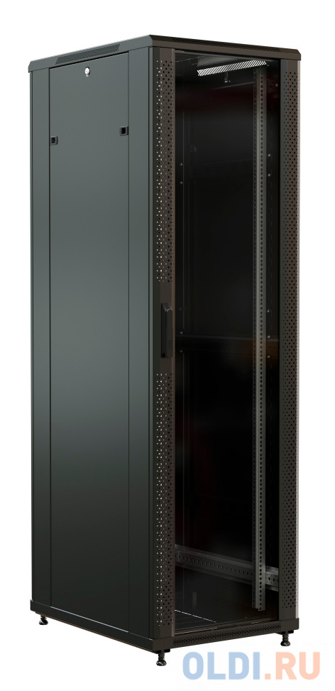 WRline WR-TT-3261-AS-RAL9004 Шкаф напольный 32U, 1610х600х1000 мм (ВхШхГ),  передняя стеклянная дверь со стальными перфорированными боковинами, задняя