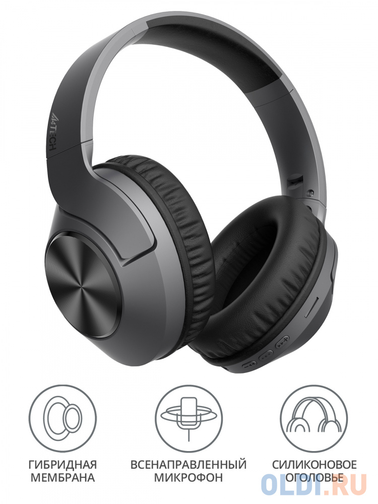 Наушники мониторные A4Tech 2Drumtek BH300 1м черный беспроводные bluetooth оголовье (BH300 ASH GREY) фото