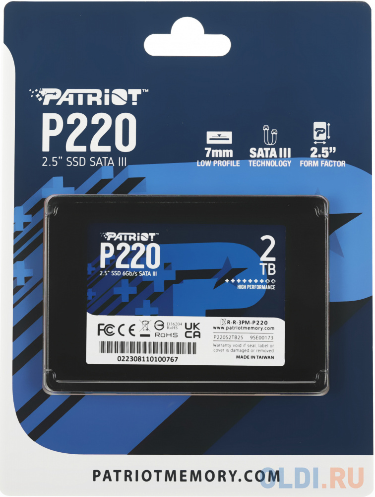 Накопитель SSD Patriot SATA III 2Tb P220S2TB25 P220 2.5