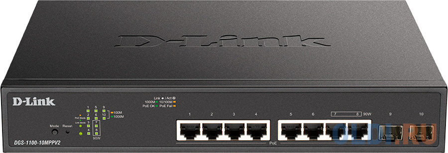 

Коммутатор D-Link DGS-1100-10MPPV2/A 8G 2SFP 8PoE+ настраиваемый