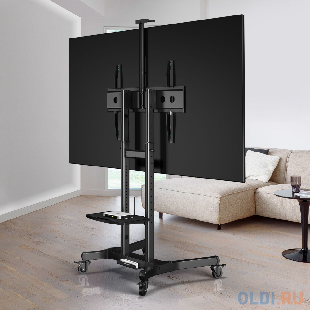ONKRON стойка для телевизора с кронштейном 50"-90", мобильная, чёрная фото
