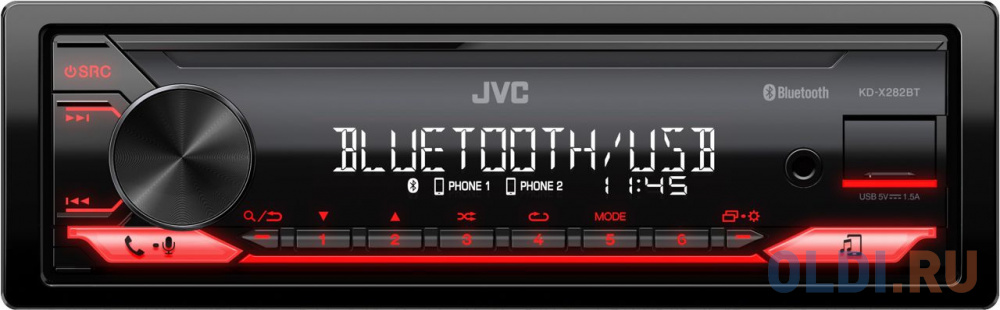Автомагнитола JVC KD-X282BT 1DIN 4x50Вт автомагнитола cd kenwood kdc bt640u 1din 4x50вт