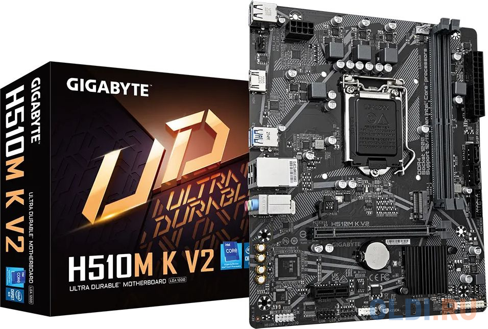 Материнская плата Gigabyte H510M K V2 Soc-1200 Intel H470 2xDDR4 mATX AC`97 8ch(7.1) GbLAN+HDMI материнская плата gigabyte b760m ds3h ax ddr4