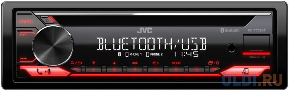 Автомагнитола CD JVC KD-T752BT 1DIN 4x50Вт