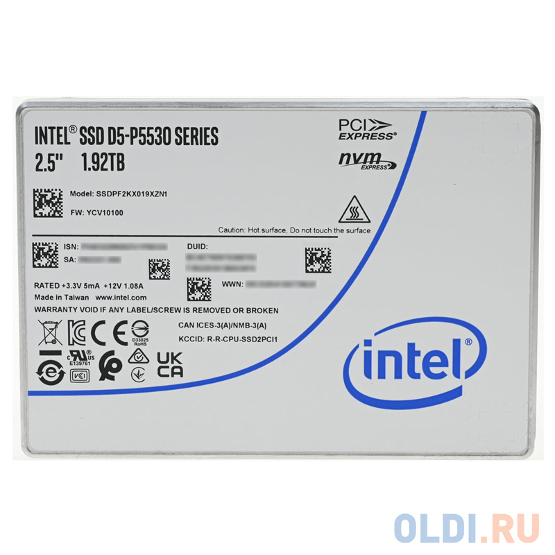 Intel SSD D5-P5530 Series (1.92TB, 2.5in PCIe 4.0 x4, TLC) ssd жесткий диск pcie 4tb tlc 2 5 dc p4510 ssdpe2kx040t807 intel