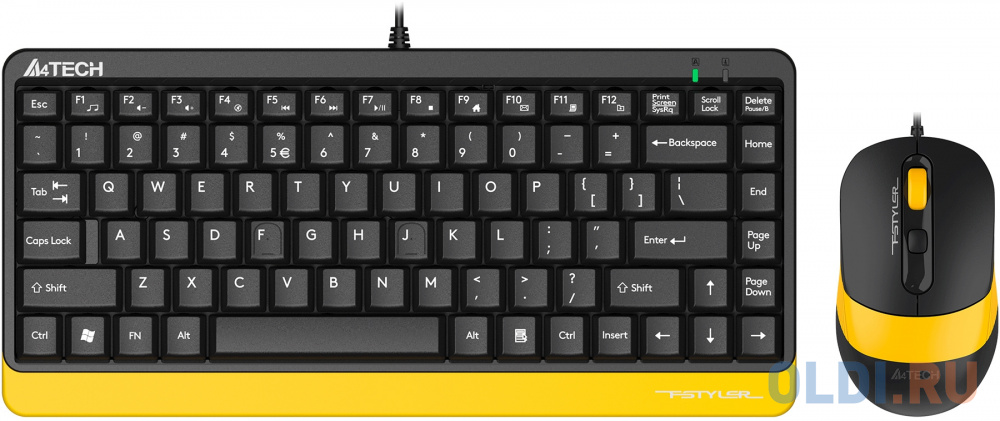 Клавиатура + мышь A4Tech Fstyler F1110 клав:черный/желтый мышь:черный/желтый USB Multimedia (F1110 BUMBLEBEE) клавиатура oklick 710g grey usb multimedia