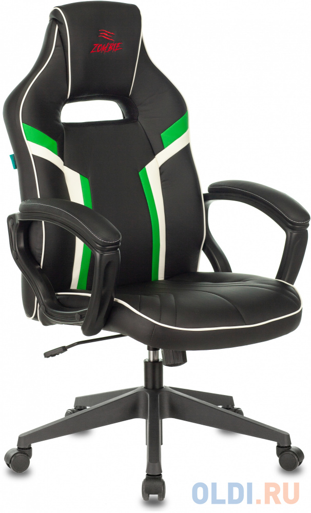 Кресло игровое Zombie Z3 черный/зеленый эко.кожа крестов. пластик VIKING ZOMBIE Z3 GRN - фото 1