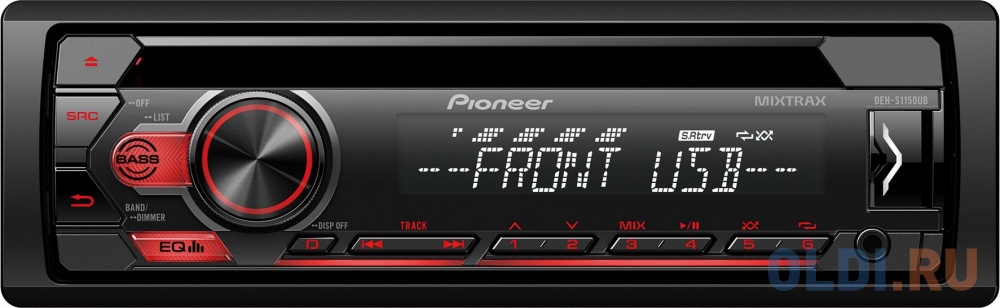 Автомагнитола CD Pioneer DEH-S1150UB 1DIN 4x50Вт автомагнитола pioneer mvh s520bt 1din 4x50вт