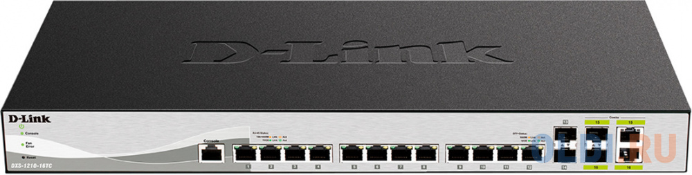 D-Link PROJ Smart L2+ Switch 12x10GBase-T, 2x10GBase-X SFP+, 2xCombo 10GBase-T/SFP+, CLI, RJ45 Console DXS-1210-16TC/A3A - фото 1
