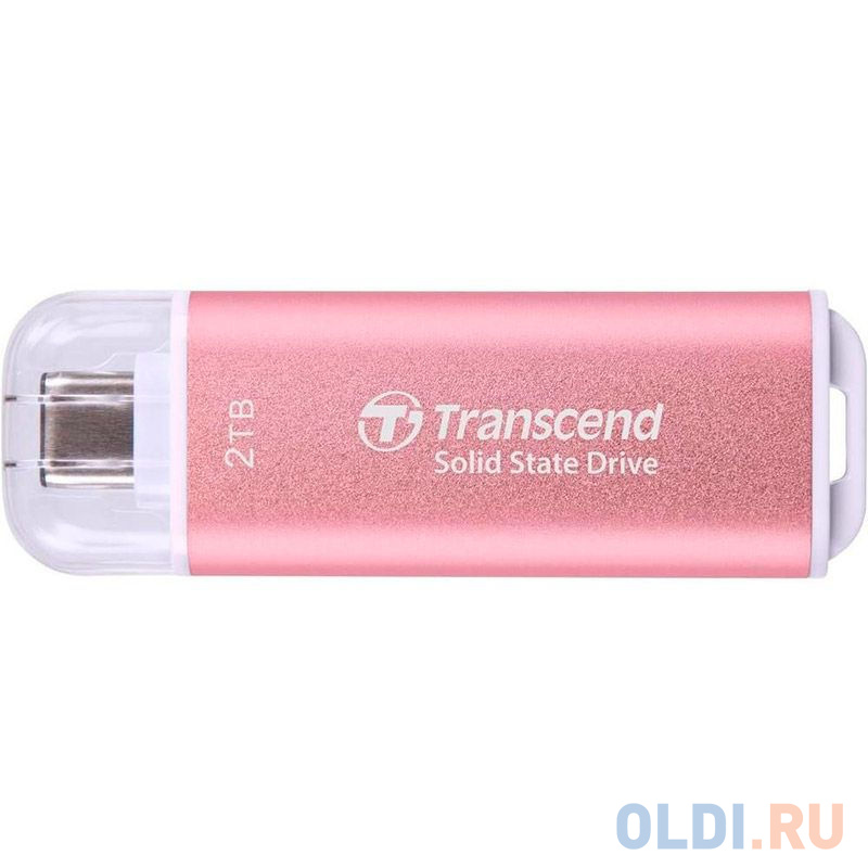 Внешний SSD External SSD Transcend 2.0Tb ESD300 <TS2TESD300P> (USB3.2 gen 2, Type C, 1050/950Mbs, 3D NAND, 60x20x7.8mm, 9g) розовый