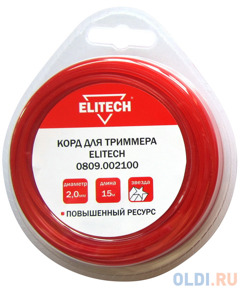 Леска для садовых триммеров Elitech 0809.002100 d=2мм L=15м