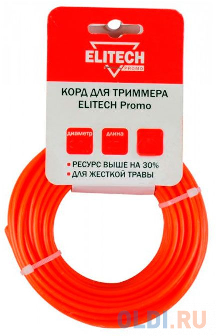 Леска для садовых триммеров Elitech 0809.019900 d=2.4мм L=15м (201952) леска для садовых триммеров elitech 0809 003000 d 2мм l 15м