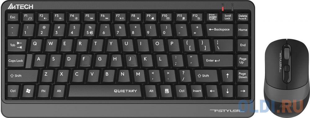 Клавиатура + мышь A4Tech Fstyler FGS1110Q клав:черный/серый мышь:черный/серый USB беспроводная Multimedia клавиатура oklick 710g grey usb multimedia