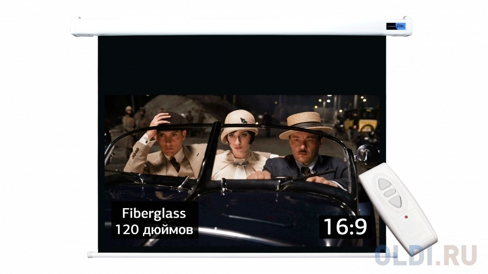 Экран S'OK SCPSM-266x150FG-ED60 Pro 120''  настенно-потолочный, моторизованный, Fiberglass, белый