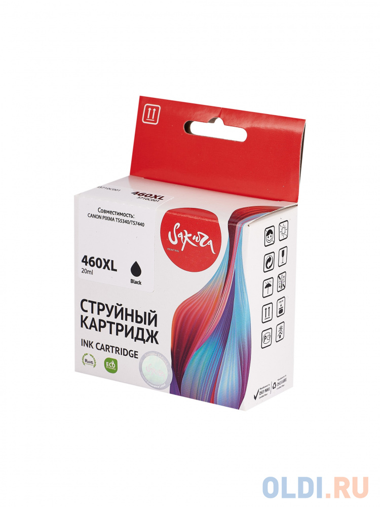 

Струйный картридж Sakura 3710C001 (460XL Black) для Canon Pixma TS5340/TS7440, пигментный тип чернил, черный, 15 мл., 400 к.