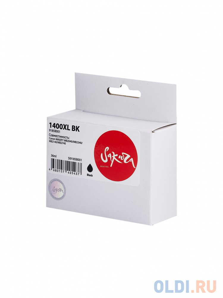 

Струйный картридж Sakura 9185B001 (1400XL BK) для Canon MAXIFY MB2040/MB2340/MB2140/MB2740, пигментный тип чернил, черный, 36 мл., 1200 к.