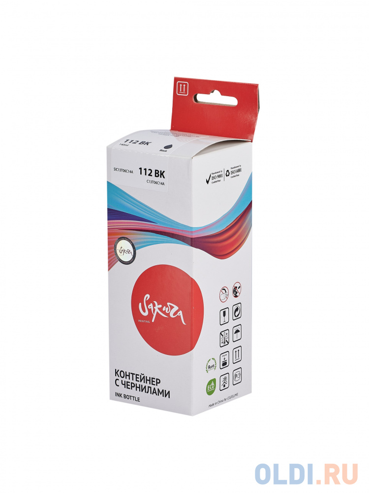 

Контейнер с чернилами Sakura C13T06C14A (112 BK) для Epson L6460/L6490/L6550/L6570/L6570/L6580/11160/15150/15160/L15180, черный, пигментный тип, 140 м