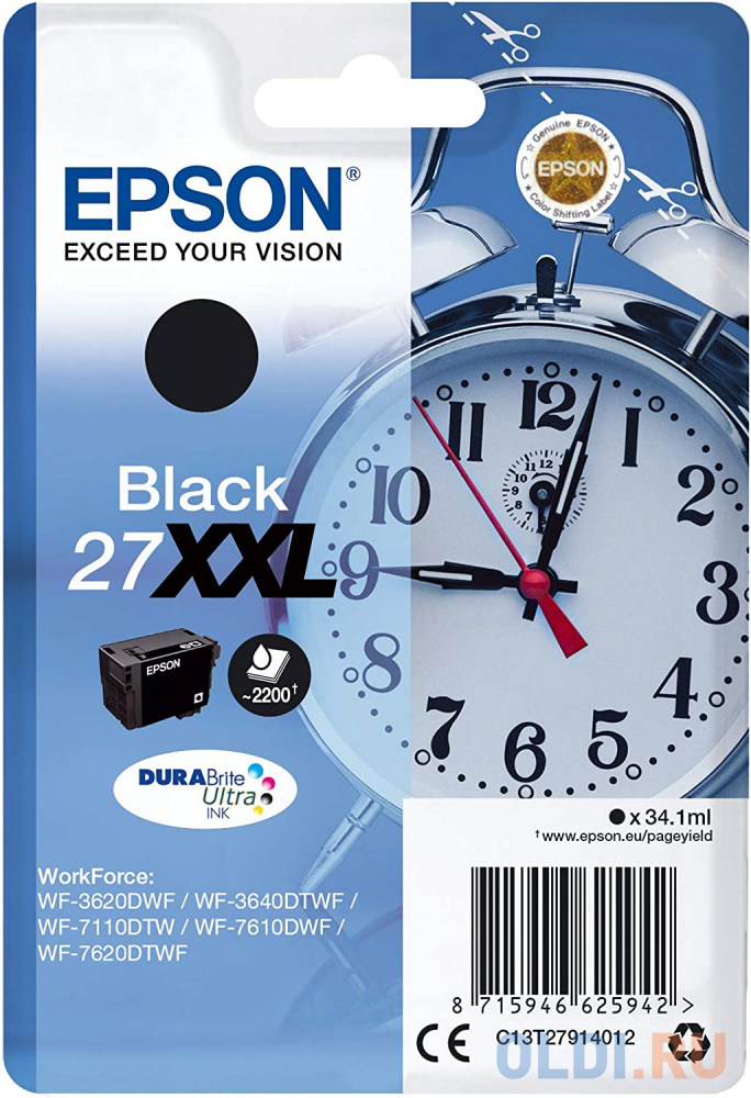 

Картридж струйный Epson C13T27914012, 34.1 мл, 2200 к., черный
