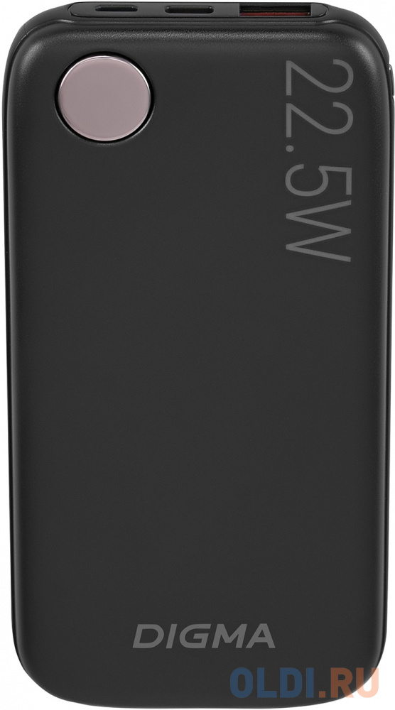 Мобильный аккумулятор Digma DGPF10B 10000mAh QC3.0/PD3.0 22.5W 3A USB-A/USB-C черный (DGPF10B22PBK) - фото 1