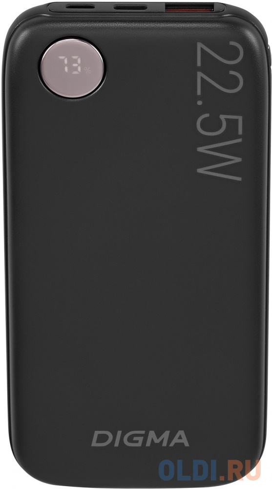Мобильный аккумулятор Digma DGPF10B 10000mAh QC3.0/PD3.0 22.5W 3A USB-A/USB-C черный (DGPF10B22PBK) - фото 2