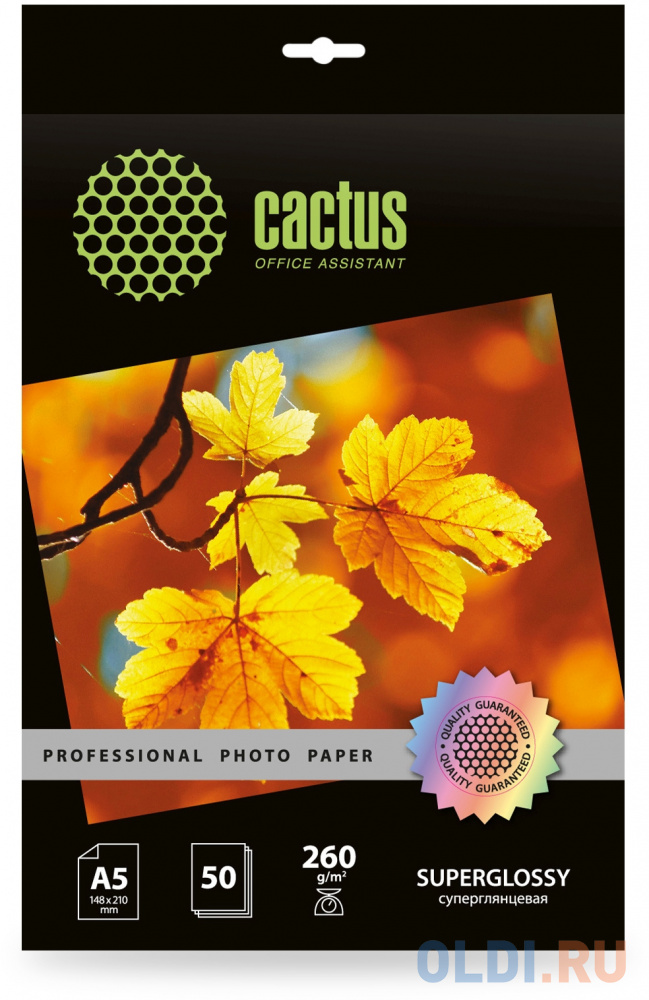 Фотобумага Cactus Prof CS-HGA526050 A5/260г/м2/50л./белый глянцевое для струйной печати - фото 1