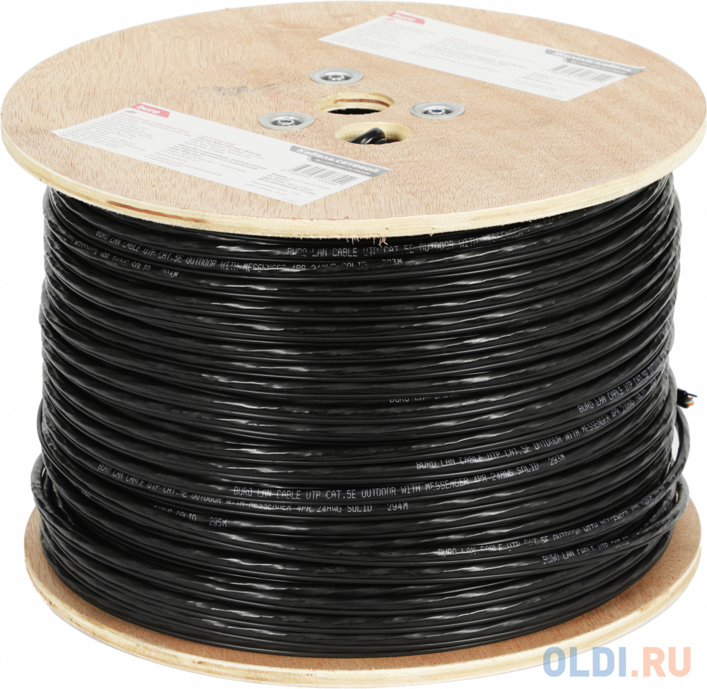 Кабель сетевой Buro UTP 4 пары cat5E solid 0.50мм Cu 305м черный outdoor стальной трос BU-COP-050-OUTDOOR - фото 3