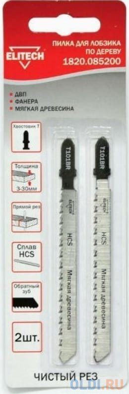 Набор пилок по дереву Elitech 1820.085200 2пред. (лобзики)