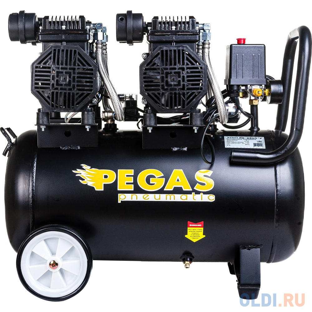 Pegas pneumatic малошумный компрессор PG-28002 проф. серия безмасляный 2.8кВт, 365 л/мин,50л 6621 - фото 1