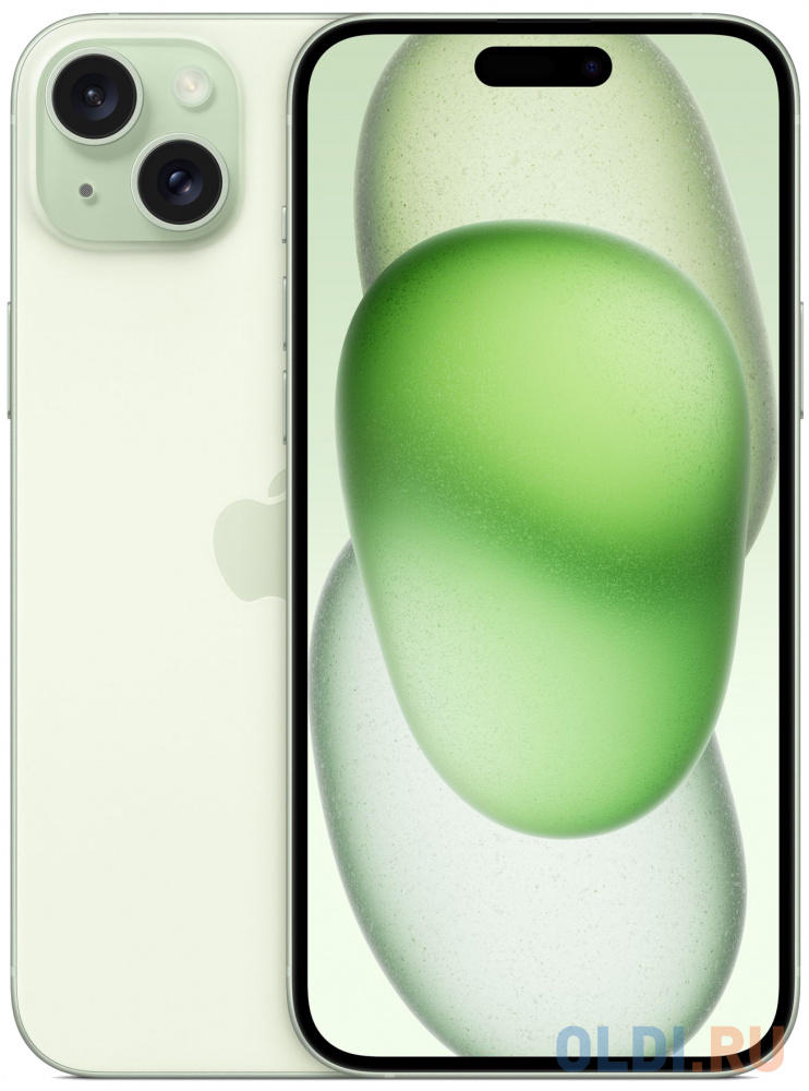Смартфон Apple A3096 iPhone 15 Plus 128Gb зеленый моноблок 3G 4G 2Sim 6.7" 1290x2796 iOS 17 48Mpix 802.11 a/b/g/n/ac/ax NFC GPS GSM900/1800 Touch