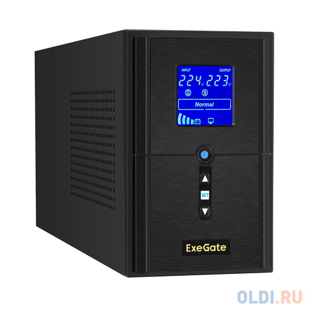 ИБП (инвертор, синус, для котла) ExeGate SineTower SZ-1000.LCD.AVR.2SH.1C13.USB <1000VA/800W, чистая синусоида, LCD дисплей, AVR, 2*Schuko+1*C13, U