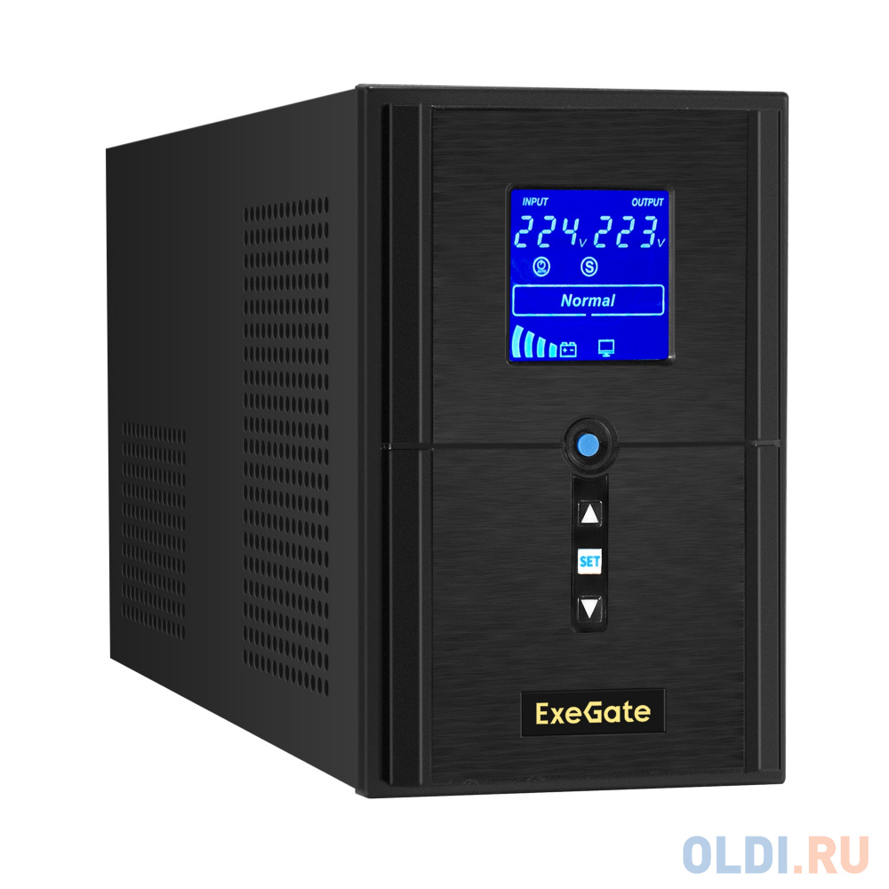 ИБП (инвертор, синус, для котла) ExeGate SineTower SN-1500.LCD.AVR.2SH.1C13.USB <1500VA/1200W, чистая синусоида, LCD дисплей, AVR, 2*Schuko+1*C13,