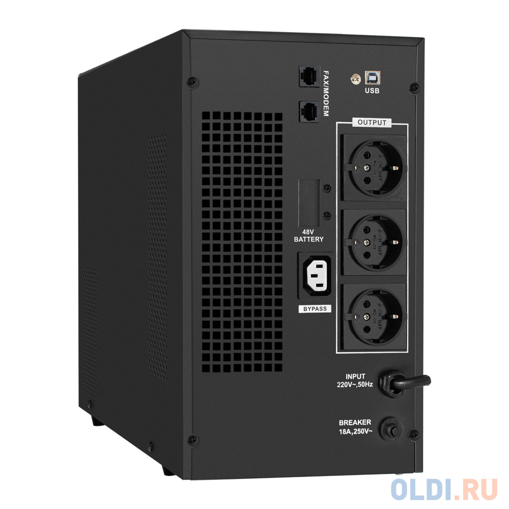 ИБП (инвертор, синус, для котла) ExeGate SineTower SN-3000.LCD.AVR.3SH.1C13.RJ.USB <3000VA/2400W, чистая синусоида, LCD дисплей, AVR, 3*Schuko+1*C1 EX295984RUS - фото 3