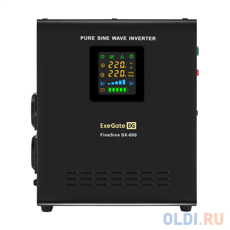Комплект ИБП EX295996RUS + батарея 200Aч EX282991RUS 1шт (инвертор, синус, для котла, настенный) ExeGate FineSine SX-800.LCD.AVR.2SH <800VA/500W, ч EX296538RUS - фото 2