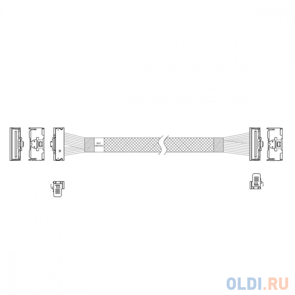 P7323GB00800-1    Cable MCIO x8 74P (угловой Right Angle)  -TO-  MCIO x8 74P (угловой Right Angle) , 85 Ohm, L:80cm (CMCMC)