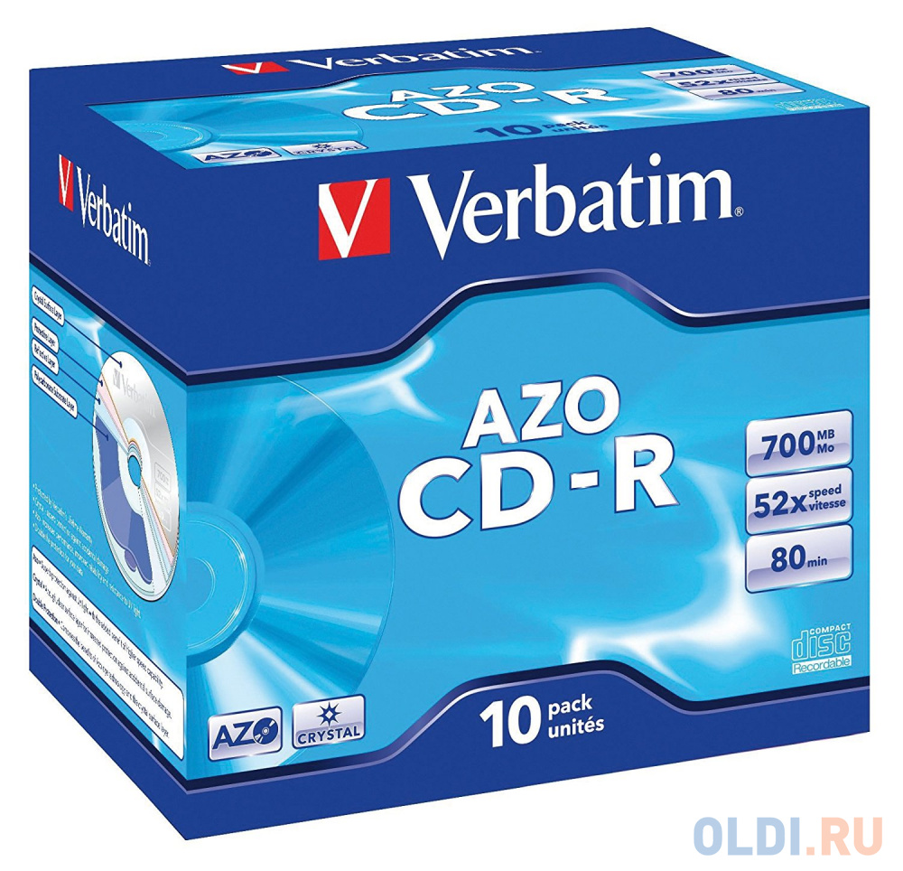  CD-R Verbatim 700Mb 80 min 52-x Crystal AZO 10 43327